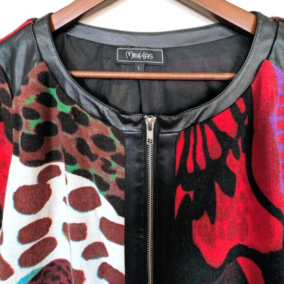 NWOT Minkas Artsy Stretch Knit Jacket Cardigan Size L - Picture 2 of 6